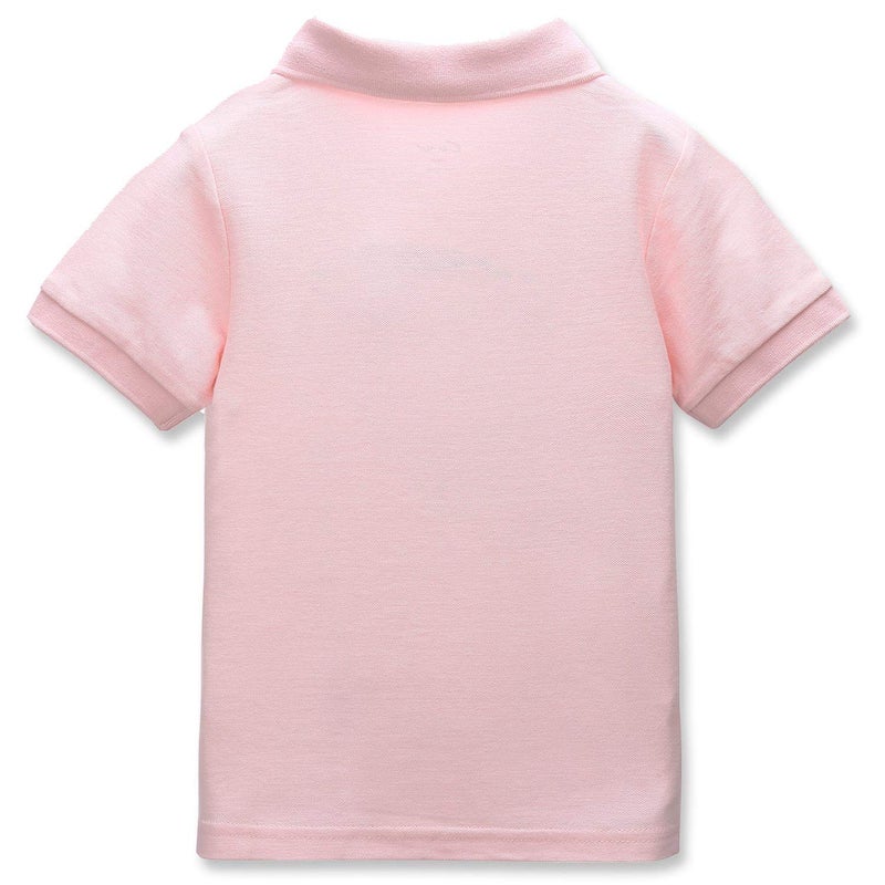 CUNYI Boys' Solid Color Cotton Pique Polo Uniform Shirts Short Sleeve, Light Pink, 150 - Image 2